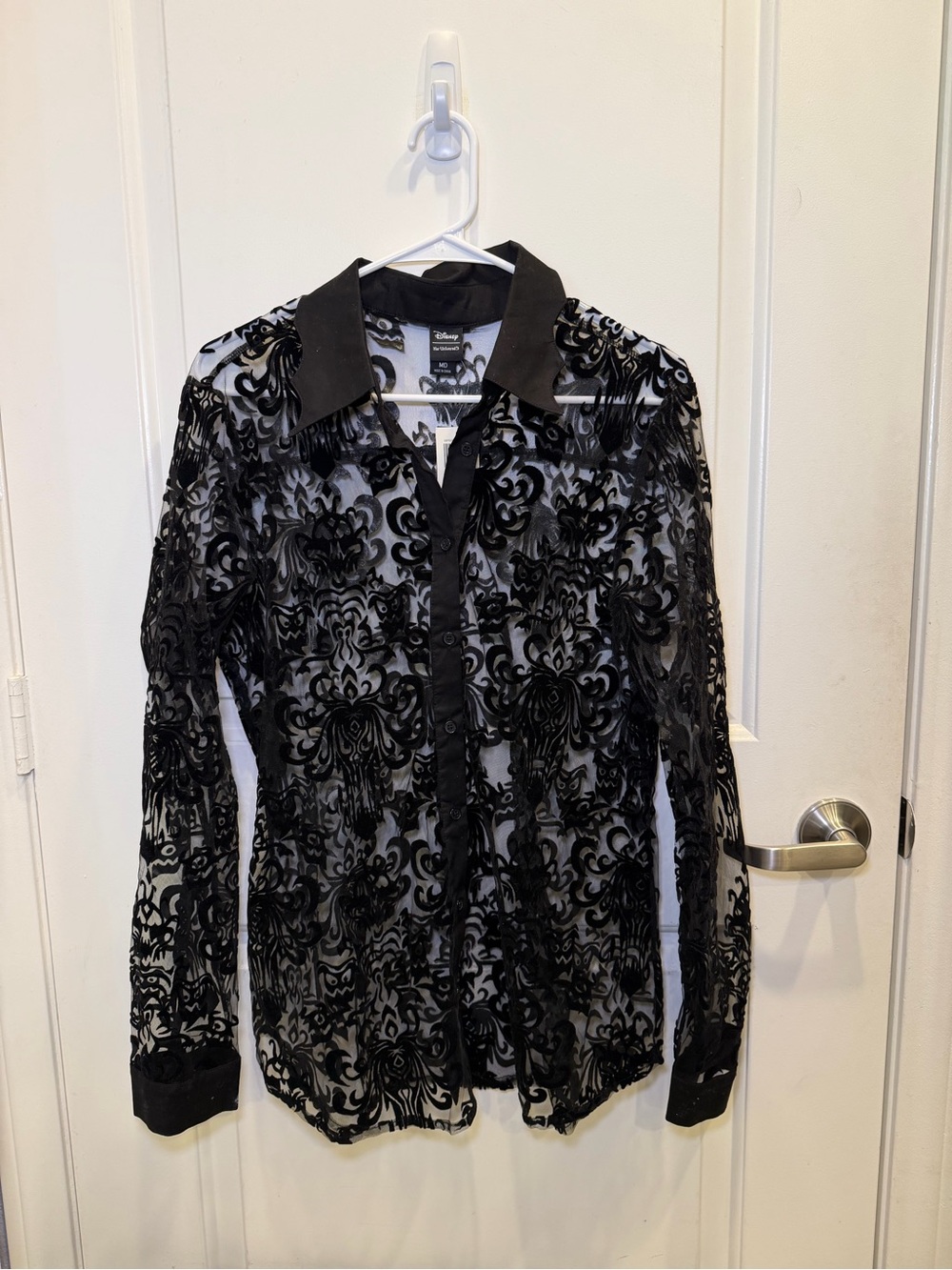NWT Her Universe Disney Haunted Mansion Damask Mesh Long Sleeve Ladies Blouse